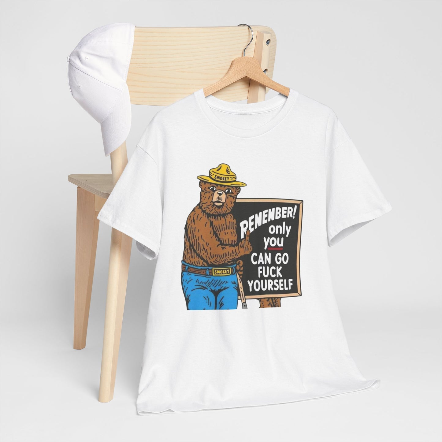 Smokey The Bear Graphic T Shirt Funny Vintage Jokes Unisex Heavy Cotton Tee