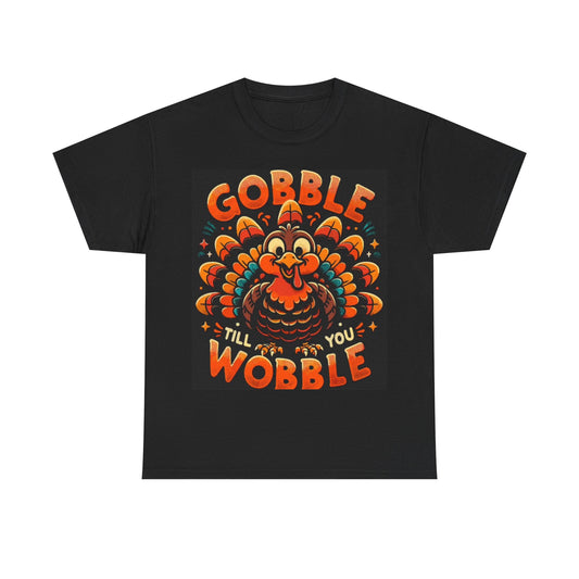 Gobble Gobble Tshirt Turkey ThanksGiving Cute Fall Unisex Heavy Cotton Tee