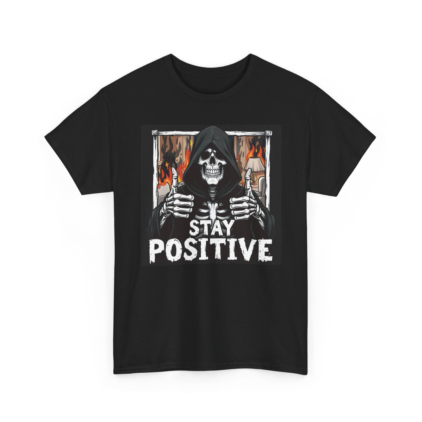Stay Positive Graphic T Shirt Vintage Funny Retro Unisex Heavy Cotton Tee