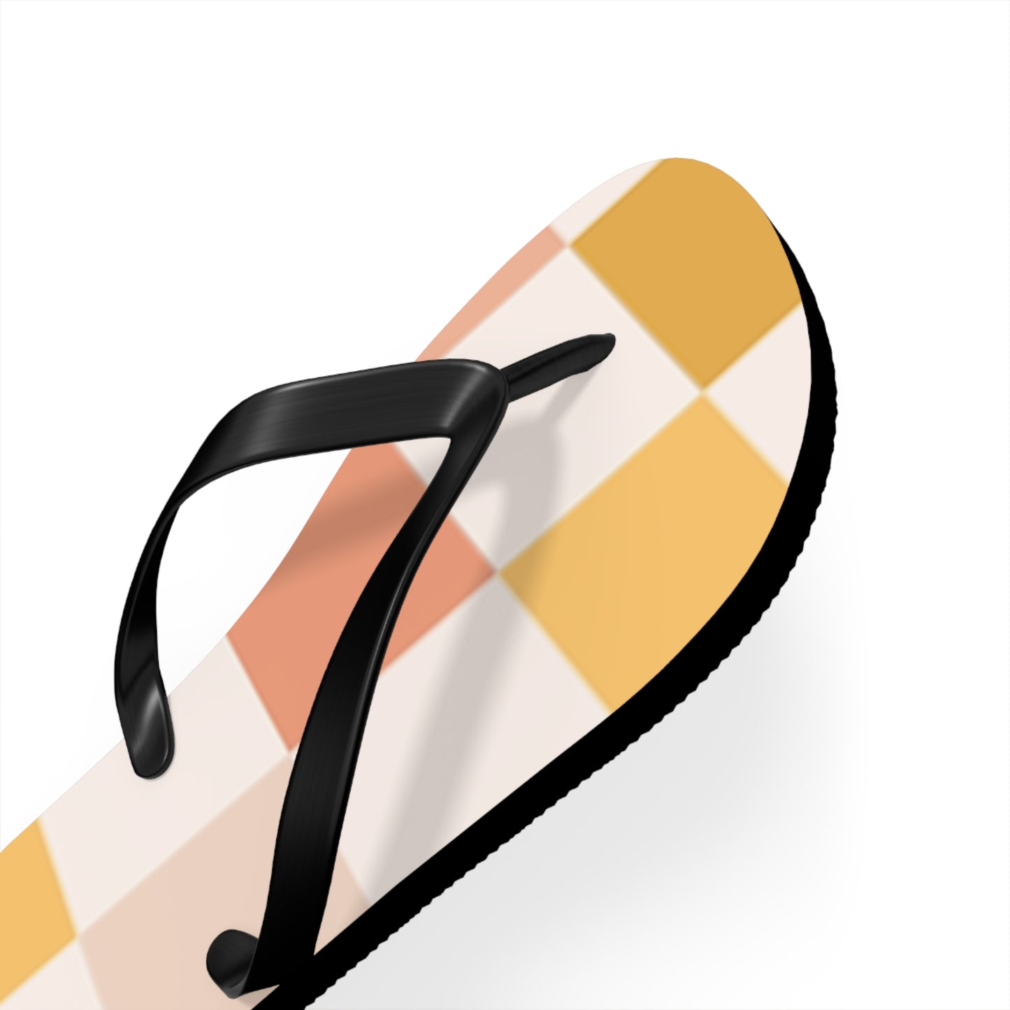 Peach Checkered Sandals, Beach Shoes, Vacation Flip Flops, Pool Slides