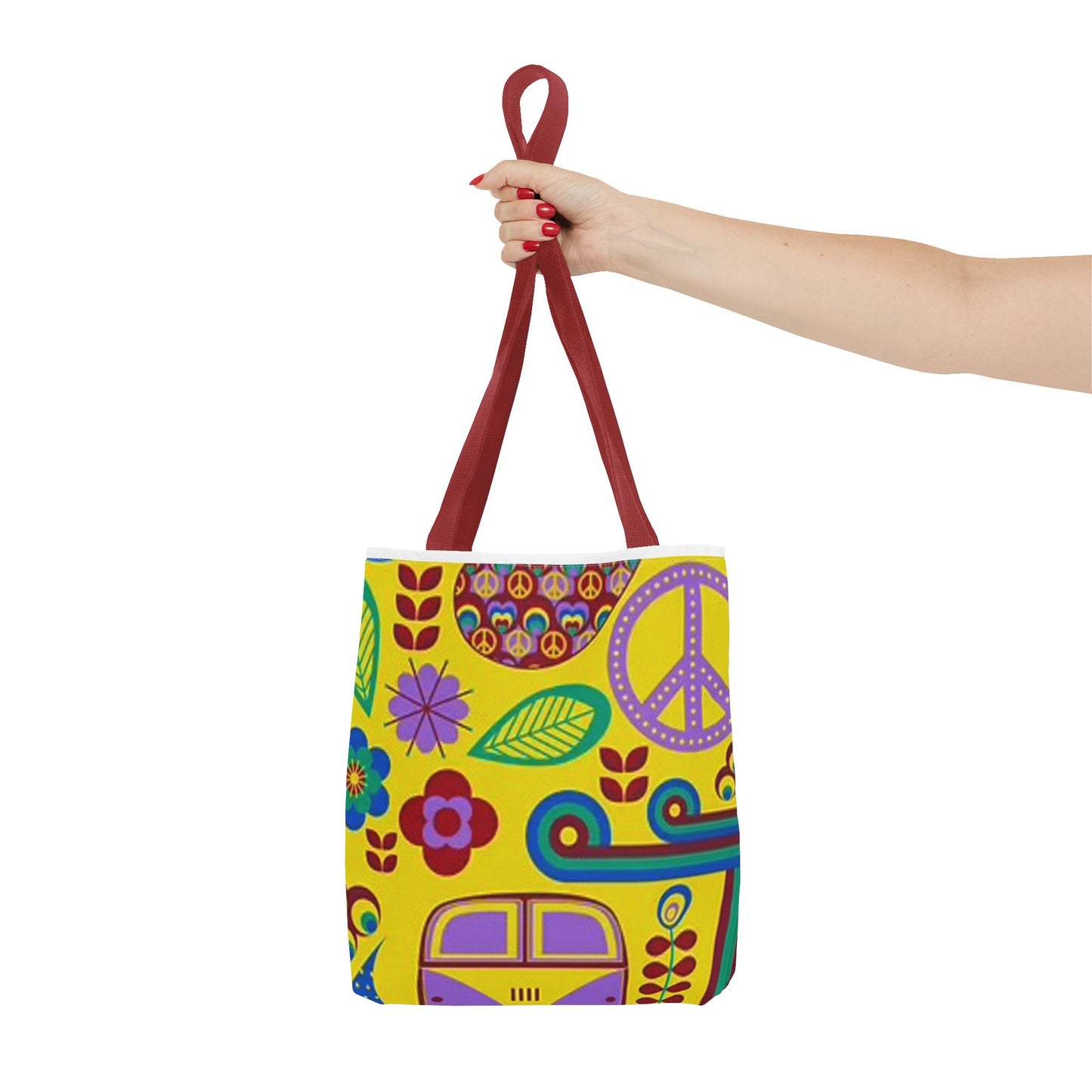 Peace And Love Multi Color BRAND NEW MODERN Tote Bag (AOP)
