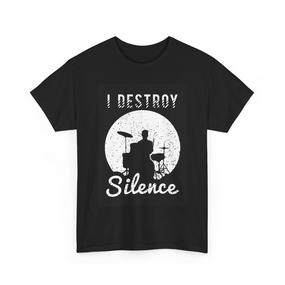 Drums Rock and Roll T shirt Guitarist Musician Retro I Destroy Silence Funny