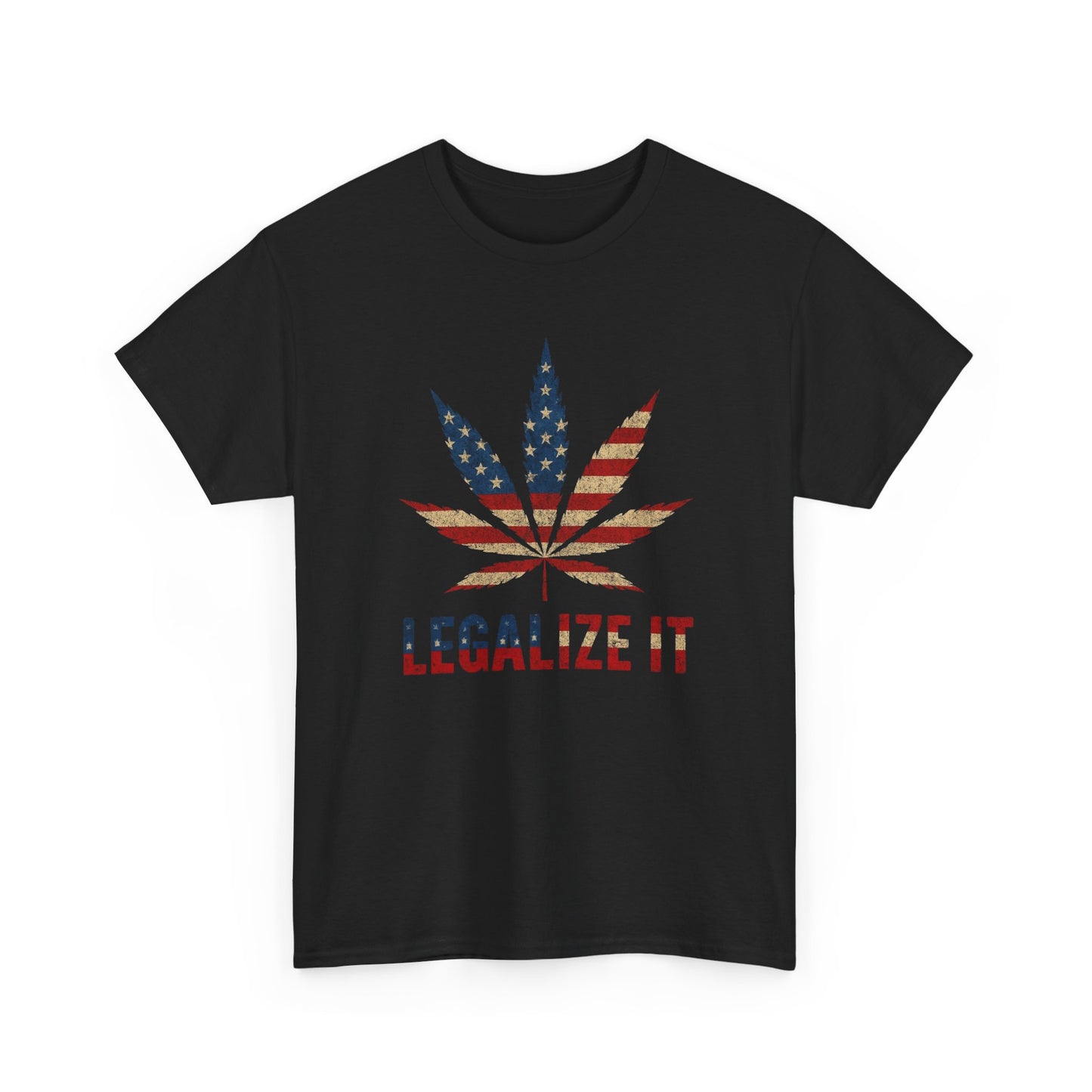 Legalize It American Flag Weed Leaf Graphic T Shirt Unisex Heavy Cotton Tee Gift