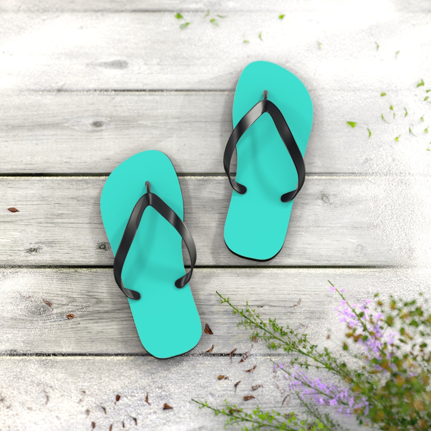 Neon Turquoise Flip Flops, Sandals Slides, Summer Footwear, Brand New