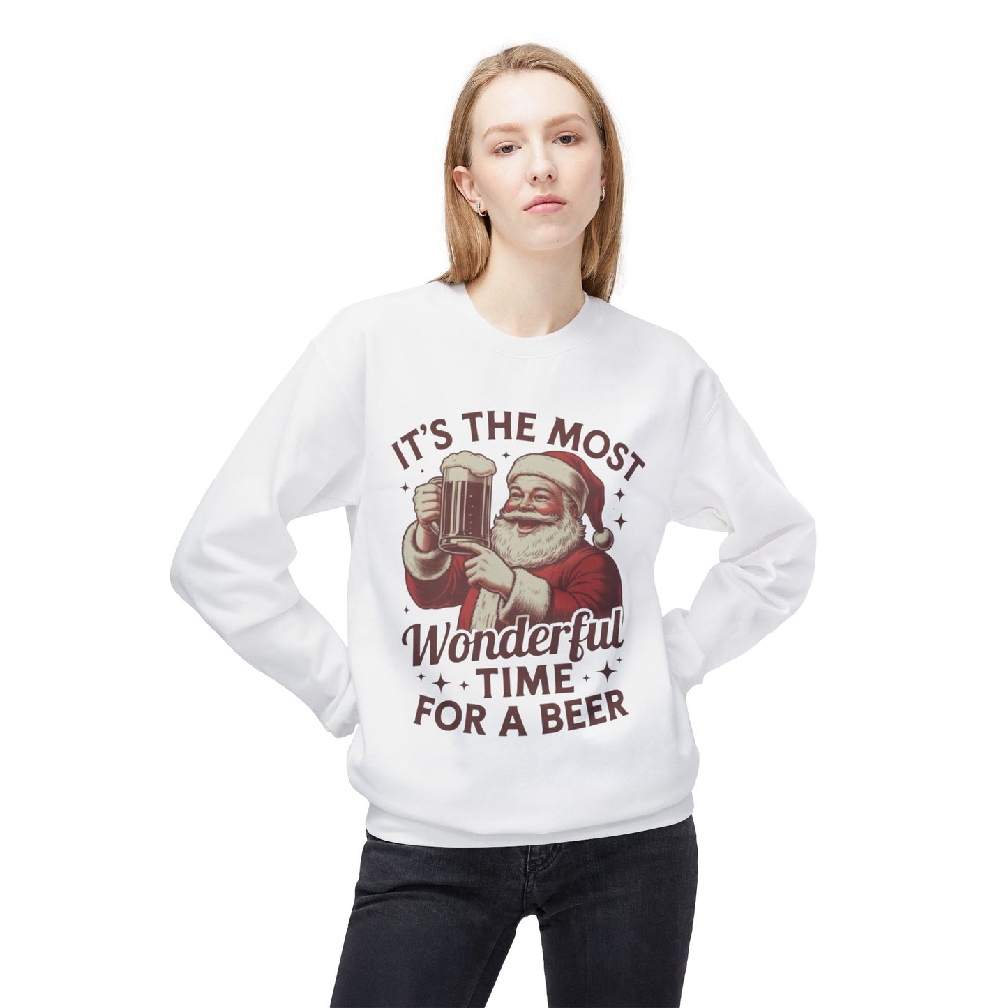 Christmas Beer Sweater NEW Unisex Fleece Crewneck Sweatshirt Funny NEW
