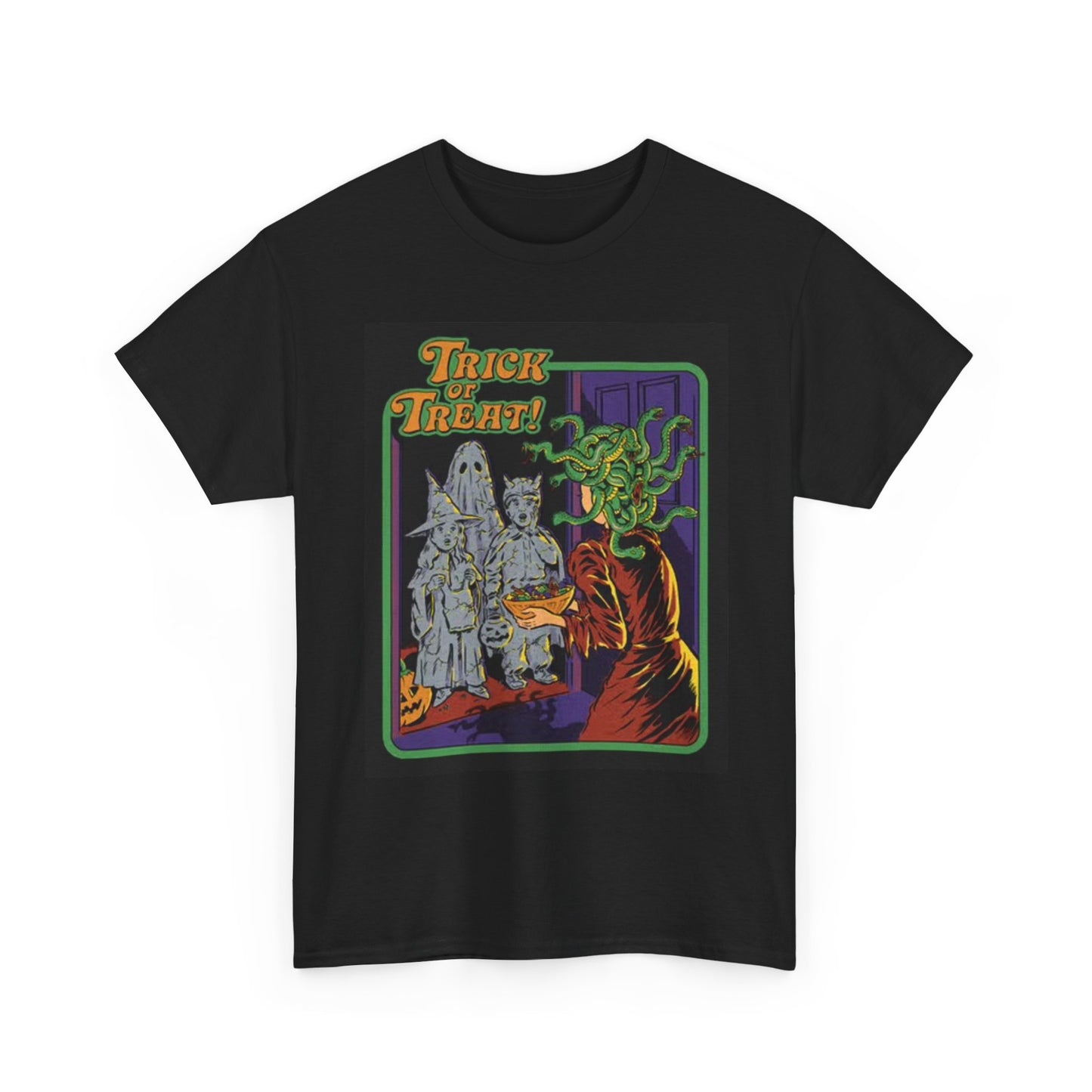 Trick Or Treat Graphic T Shirt Funny 70s Comedy ART Unisex Heavy Cotton Tee