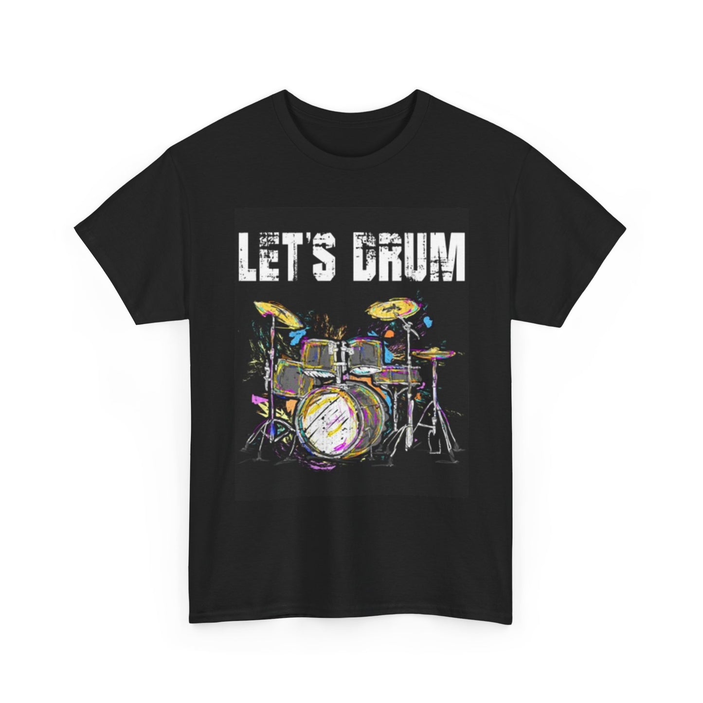 Lets Drum Graphic T Shirt Gift Drummer Music Retro Unisex Heavy Cotton Tee