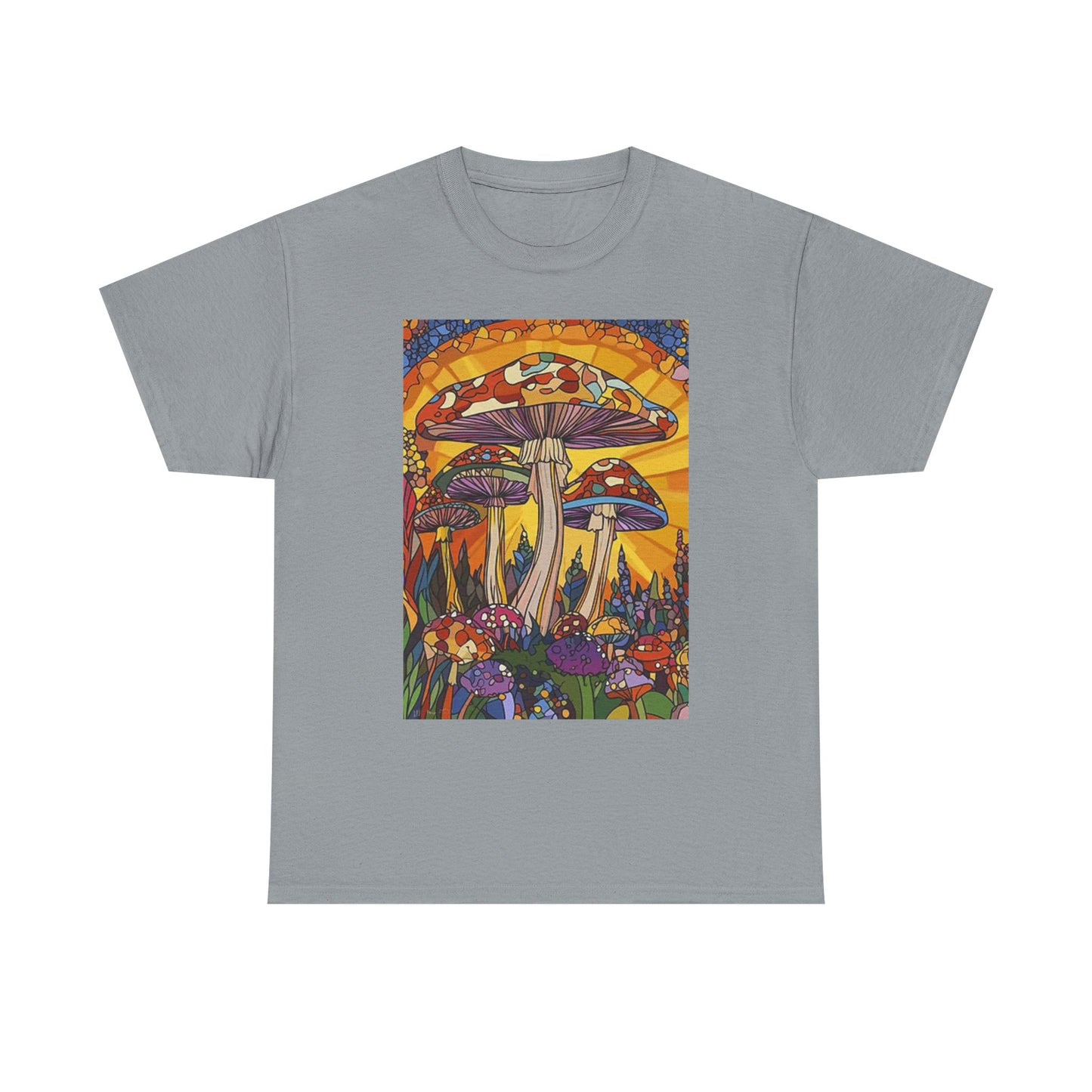 Weed Mushrooms Vibes Groovy T Shirt Retro Unisex Heavy Cotton Tee