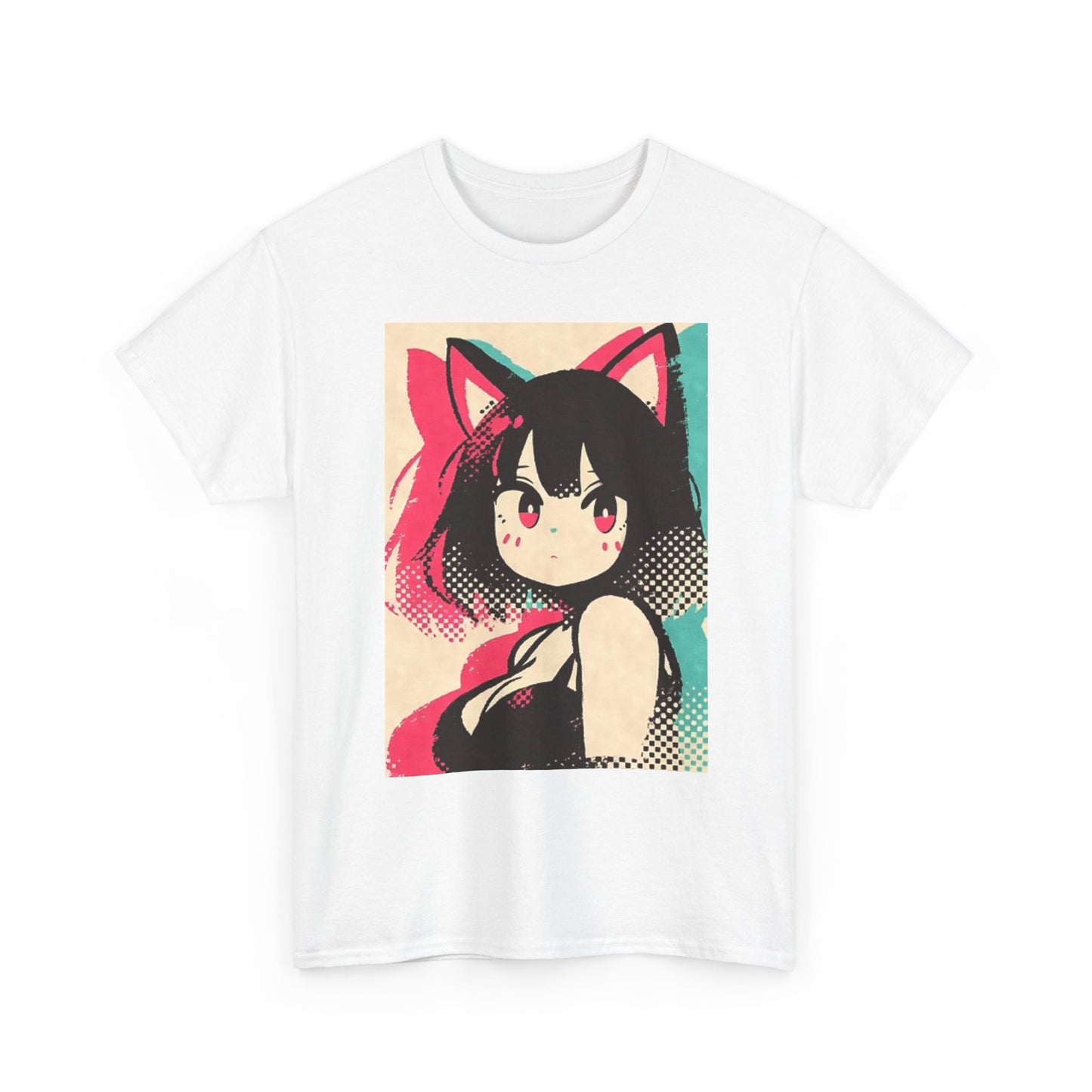 Anime Cat Woman Graphic T Shirt Cat Lady Waifu Unisex Heavy Cotton Tee