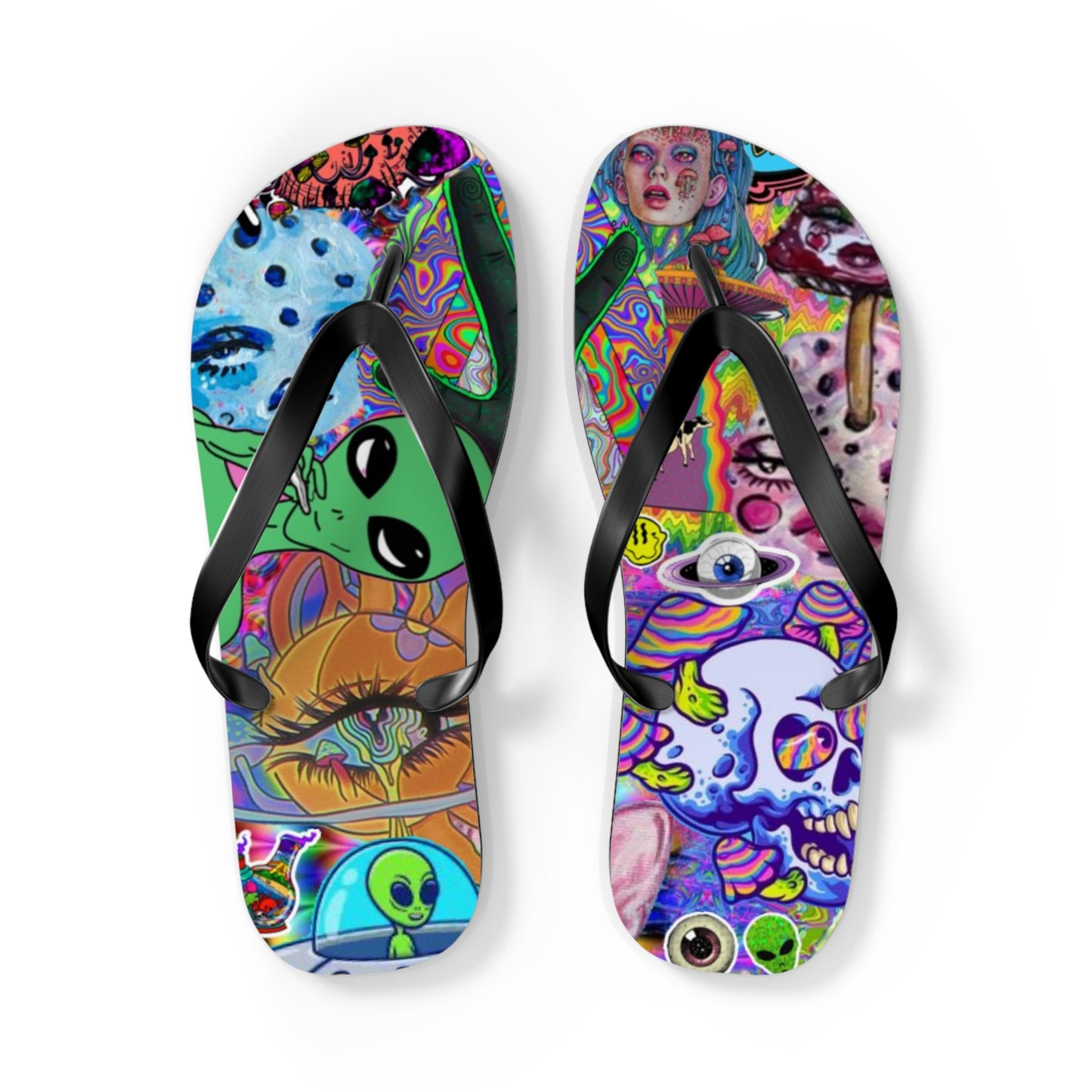 Alien Graphic Flip Flops, Sandals Slides, Summer Footwear, Brand New