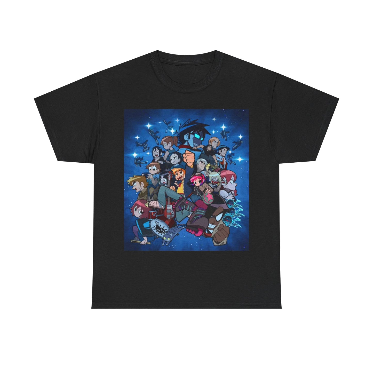 Cartoon Anime Tshirt Gaming Graphics Collage gamer neon Unisex Heavy Cotton Tee