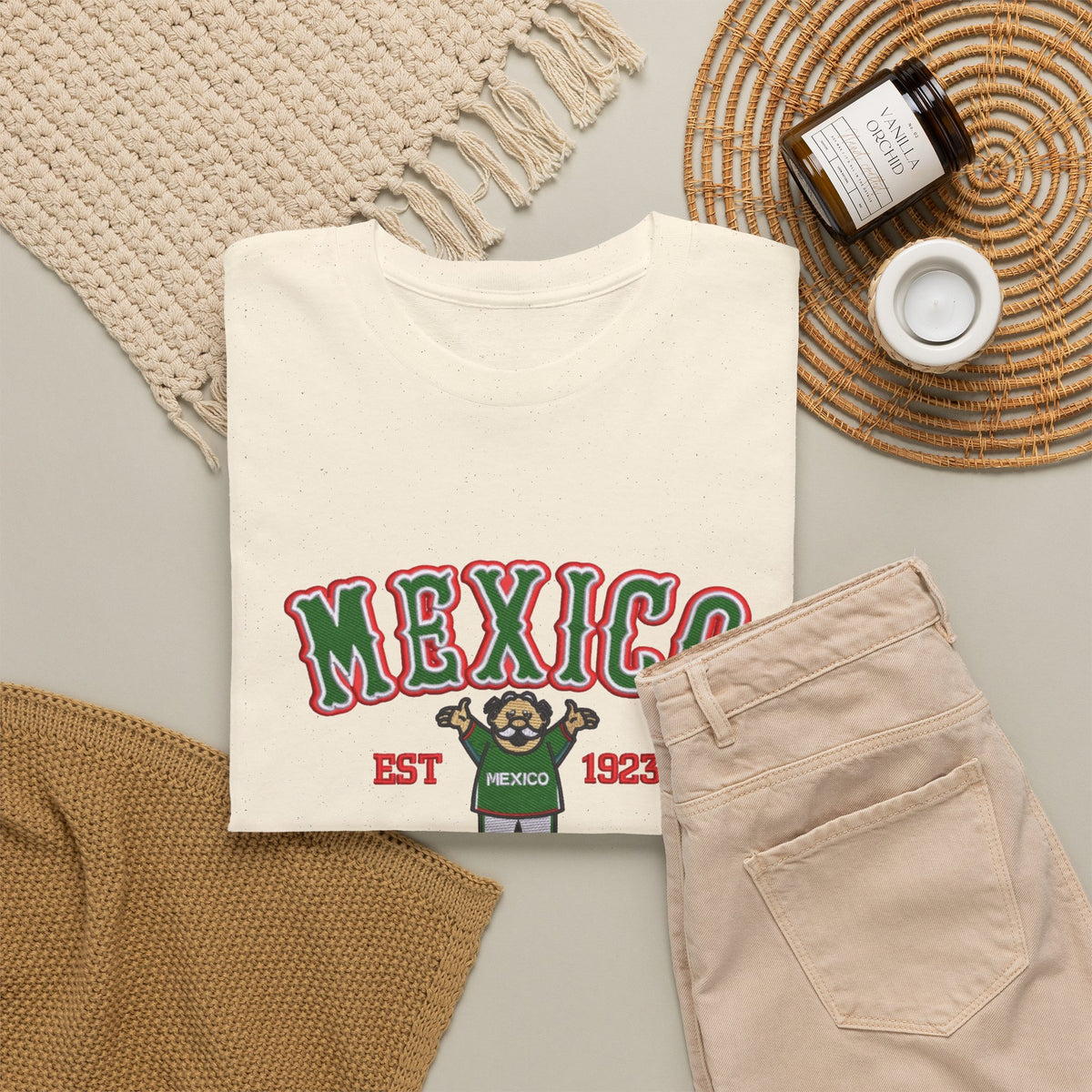 Mexico Graphic Tee, Est  Men's Graphic Tee Cactus Character Shirt