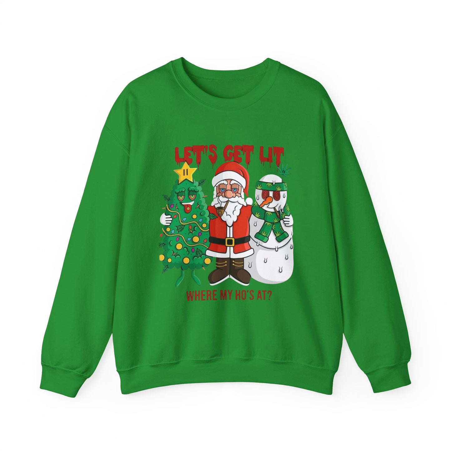 Lets Get Lit Santa Christmas Sweater NEW Unisex Heavy Blend™ Crewneck Sweatshirt