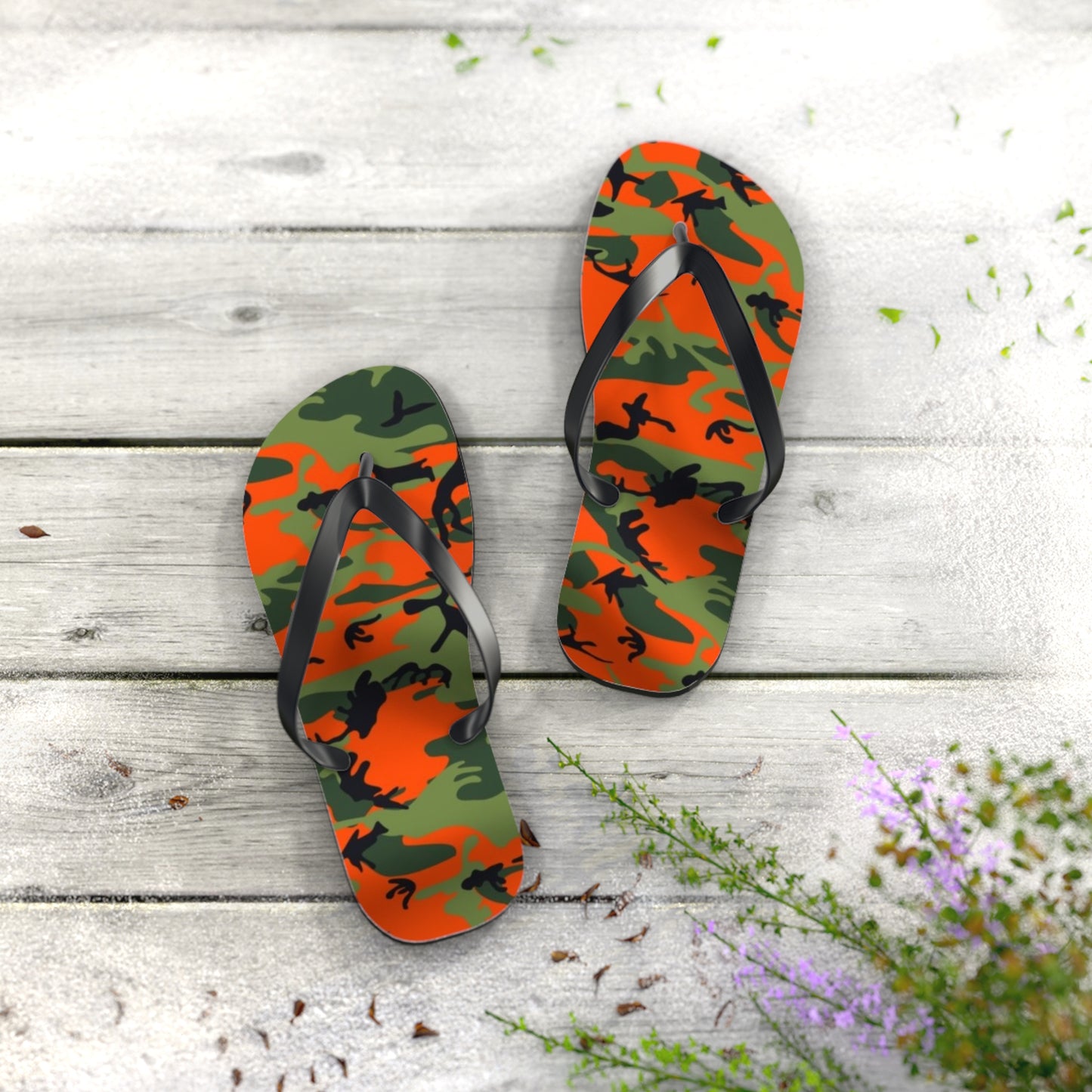 Waves And Sun Sandals Orange Camo Summer Flip Flops Slides BRAND NEW