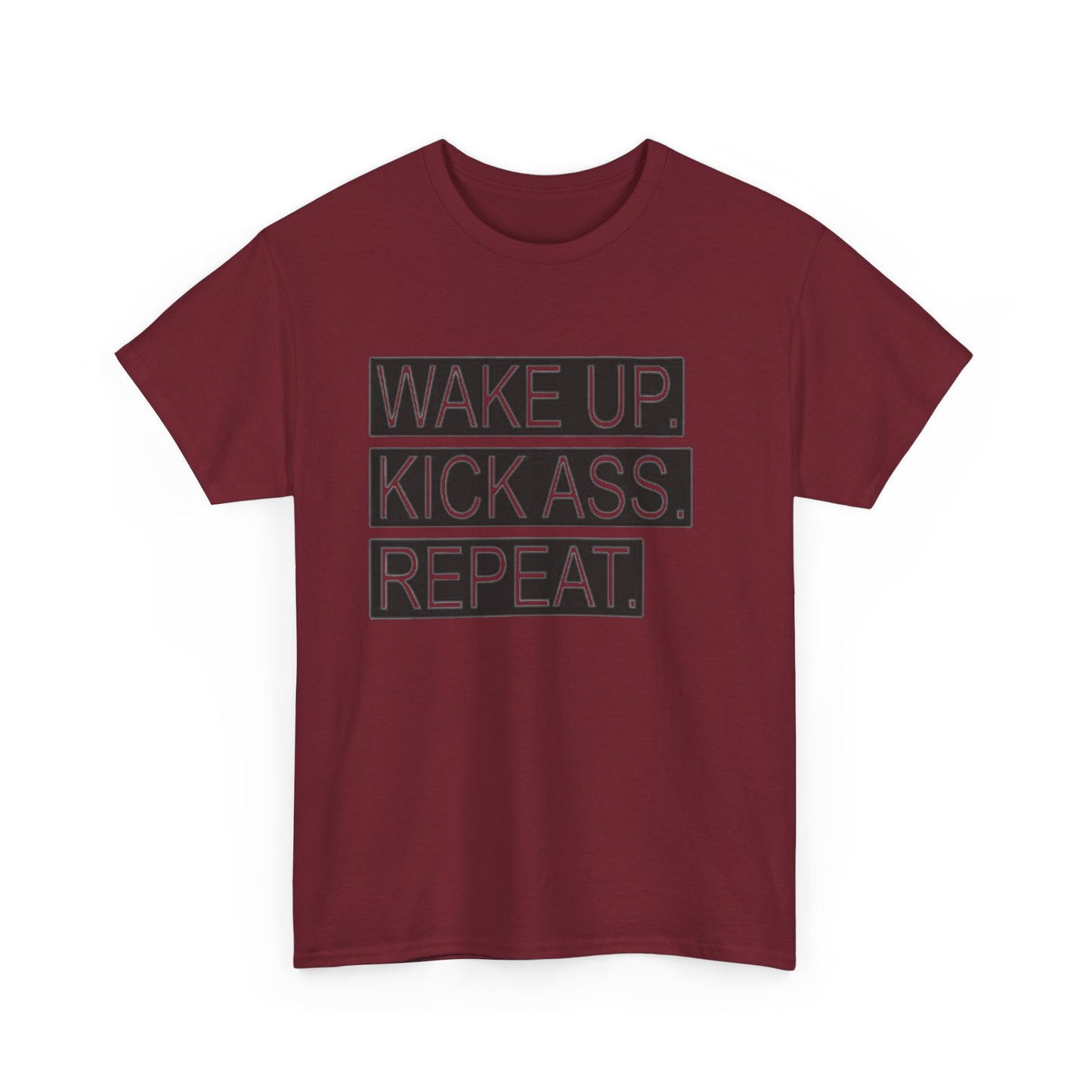 Wake Up Kick Ass Repeat GYM Graphic T Shirt NEW Unisex Heavy Cotton Tee