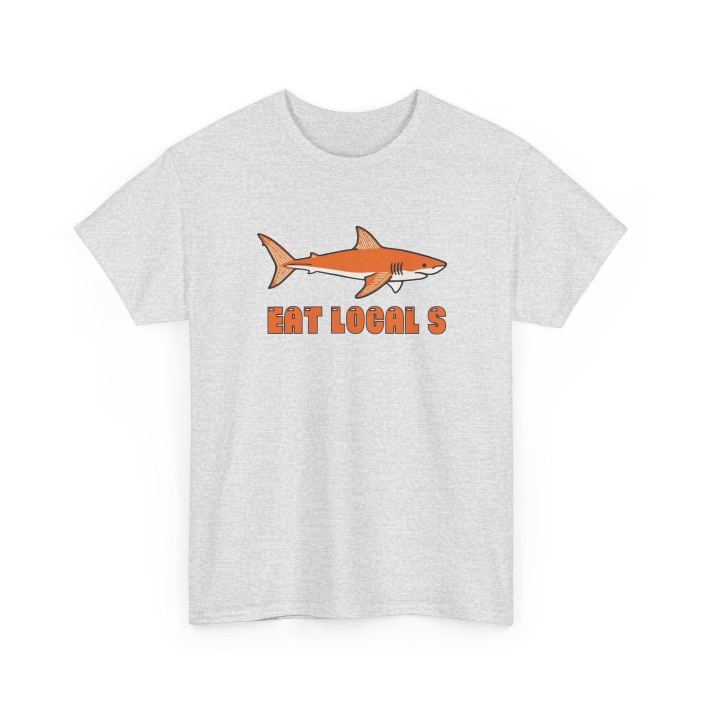 Eat Locals Funny Shark Graphic T Shirt NEW Vintage Adult Unisex Heavy Cotton Tee