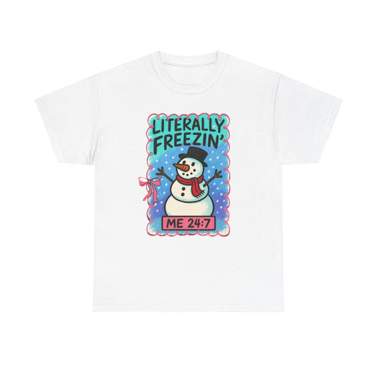 Literally Freezing Snowman Graphic T Shirt ADULT NEW