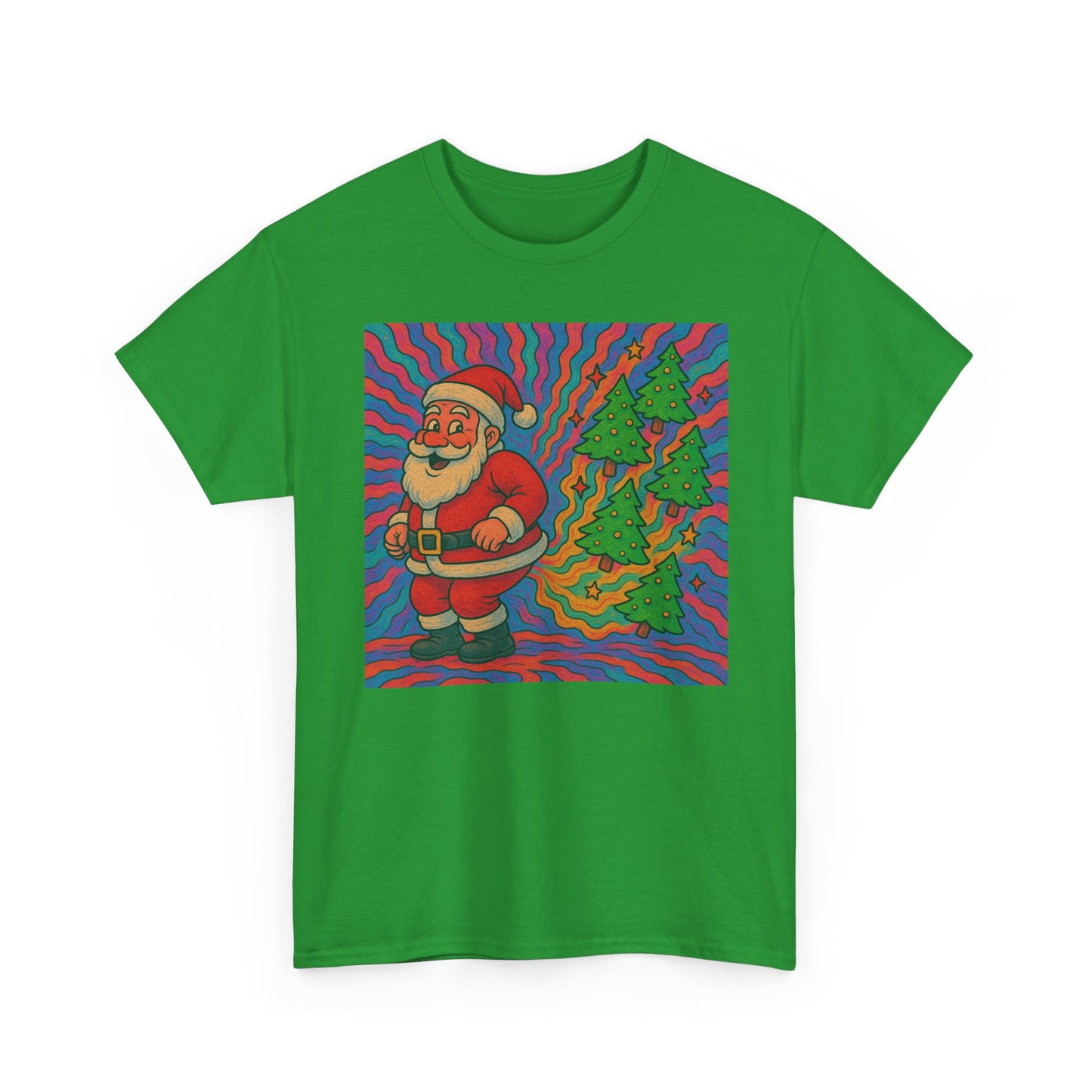 Santa Christmas Tree Cakes Funny Graphic T Shirt Trippy Unisex Heavy Cotton Tee