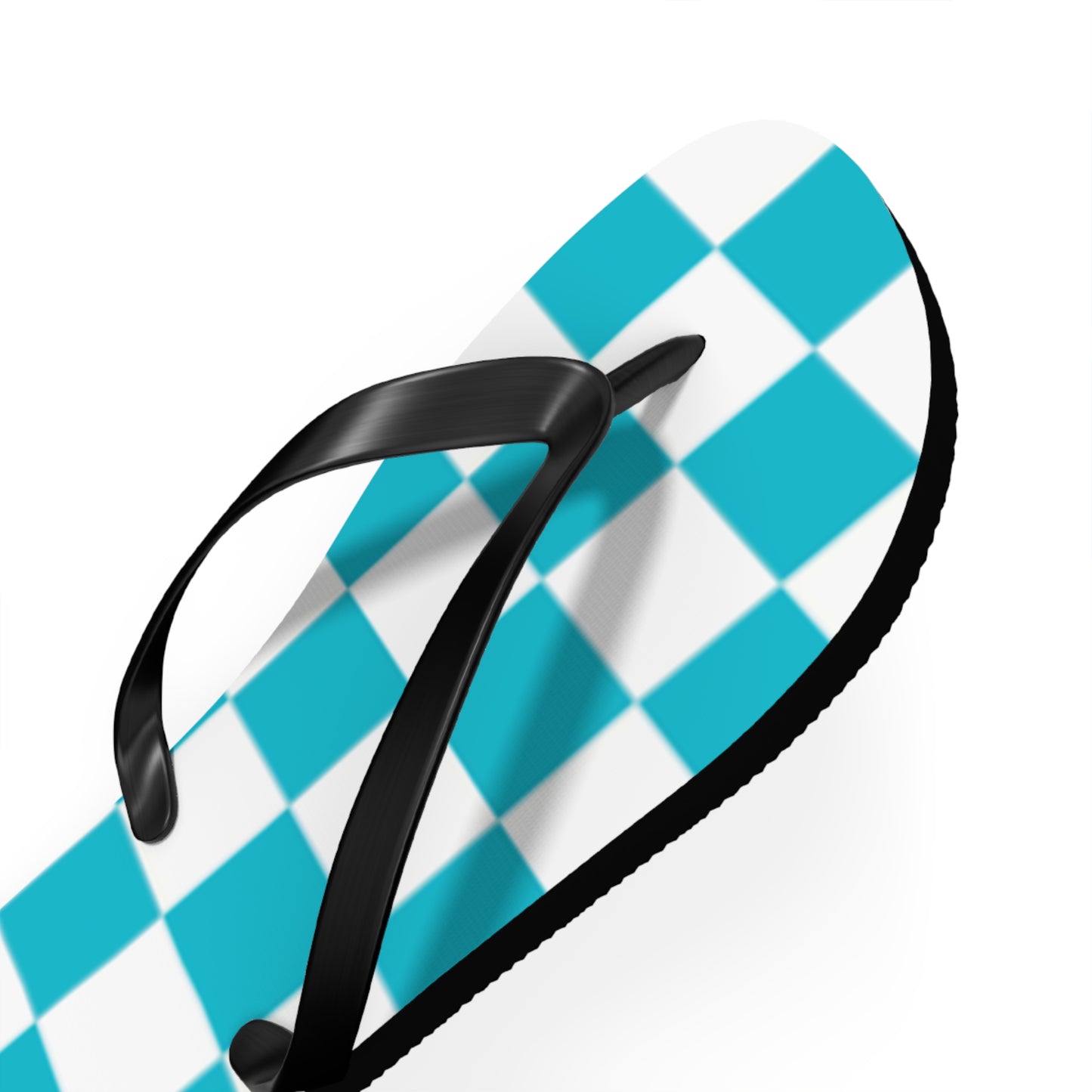 Turquoise Checkered  Sandals, Beach Shoes, Vacation Flip Flops, Pool Slides