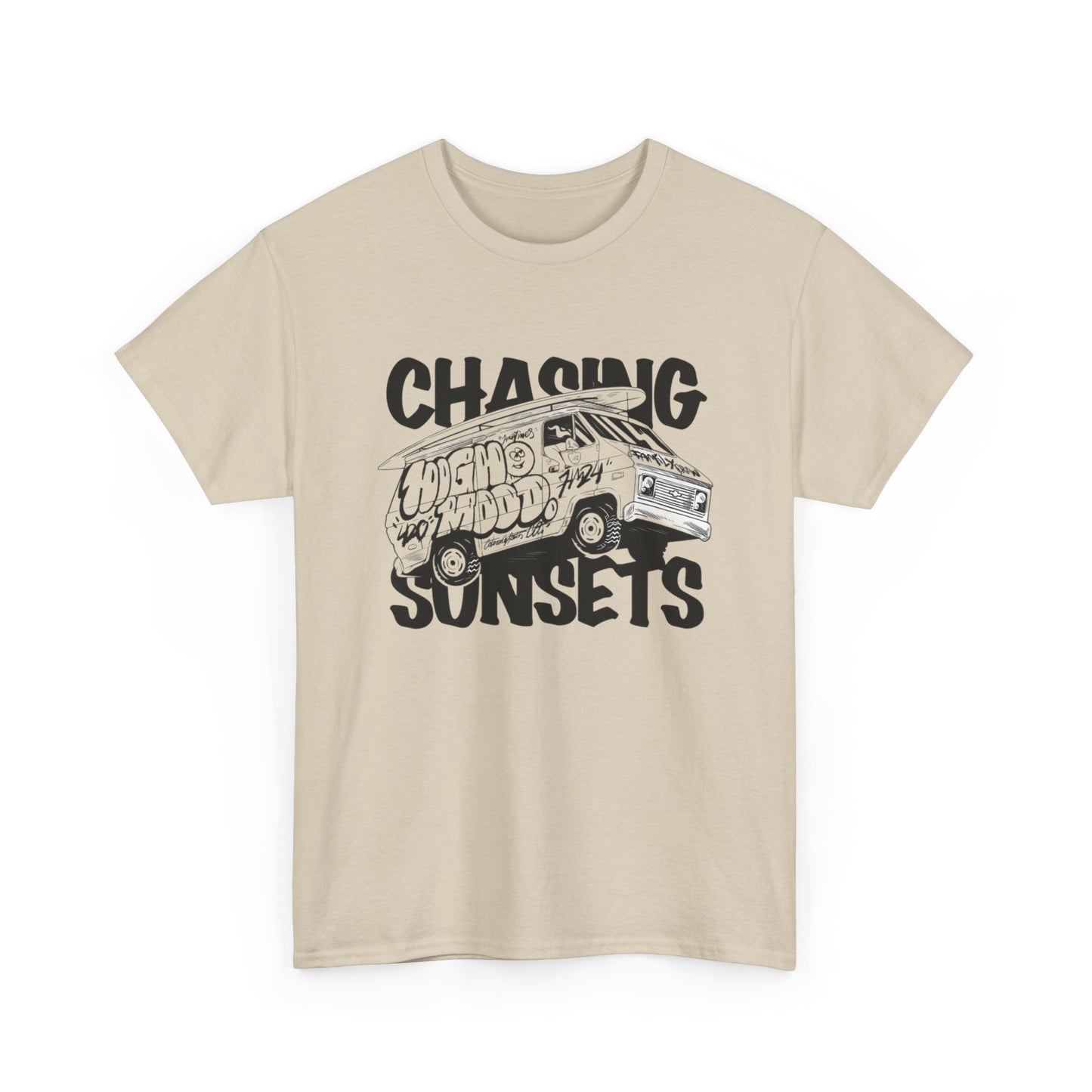 Chasing Sunsets Surfing Graphic T Shirt NEW Unisex Heavy Cotton Tee