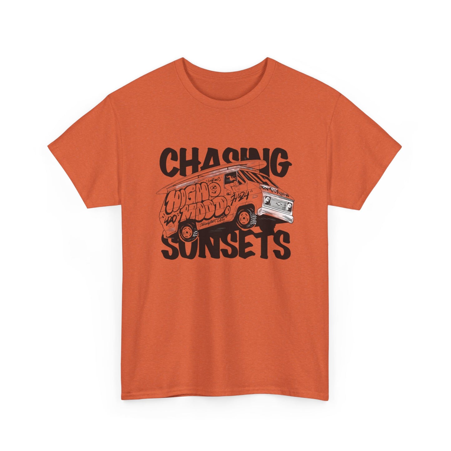 Chasing Sunsets Surfing Graphic T Shirt NEW Unisex Heavy Cotton Tee