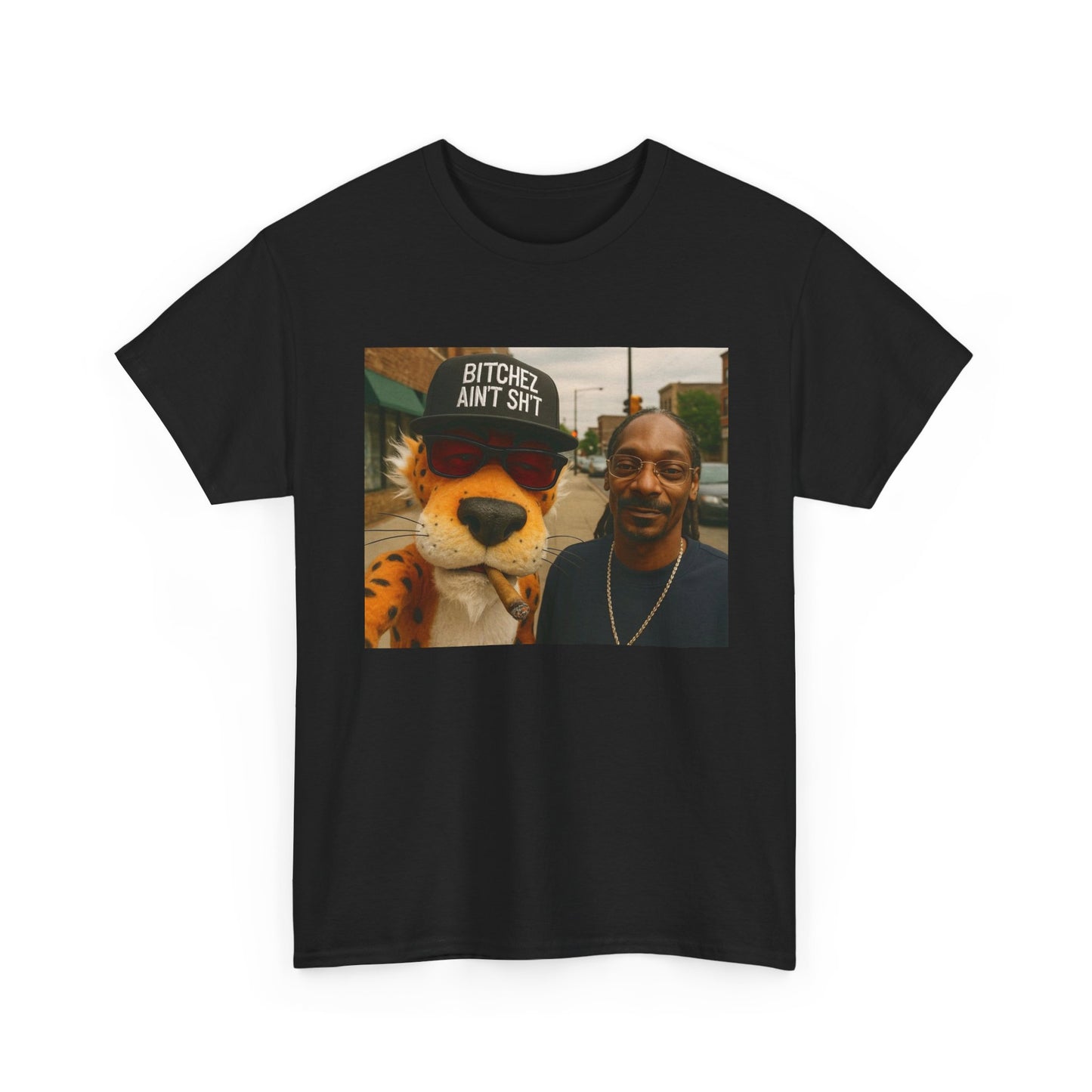 Snoop And Cheetos Funny T Shirt Unisex Heavy Cotton Tee