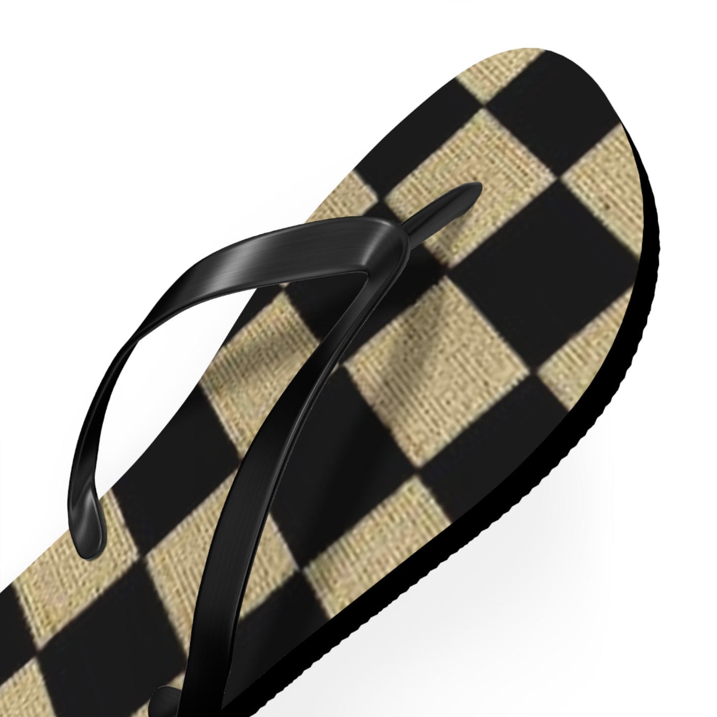 Black And Tan Checkered Beach Sandals, Slides for Summer, Flip Flops