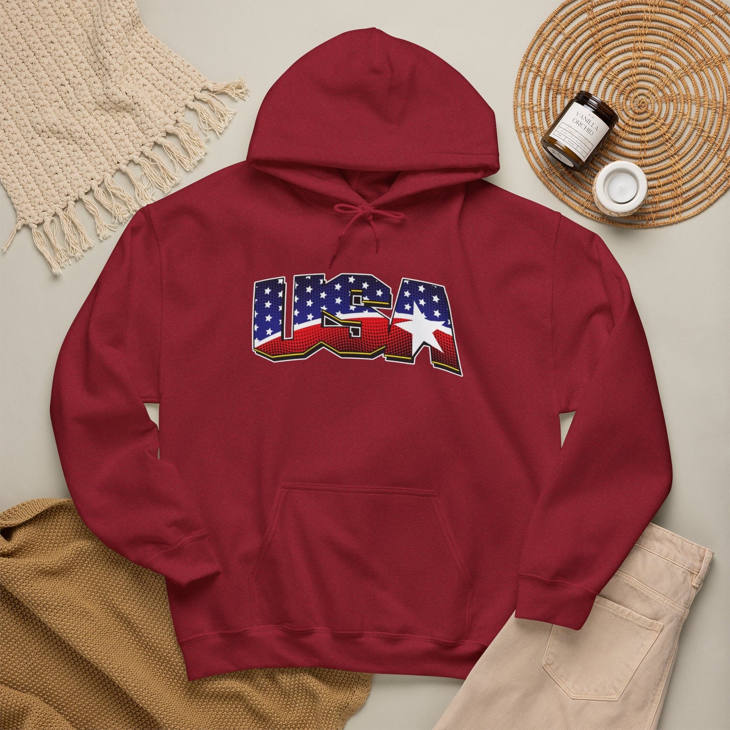 USA Stars And Stripes Retro 90's Graphic Hoodie Men's Heavy Blend™ Hooded Sweatshirt