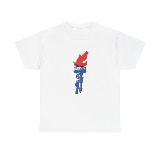 Statue Of Liberty Painting Lighting The Fire Graphic T Shirt GIFT Cotton Tee