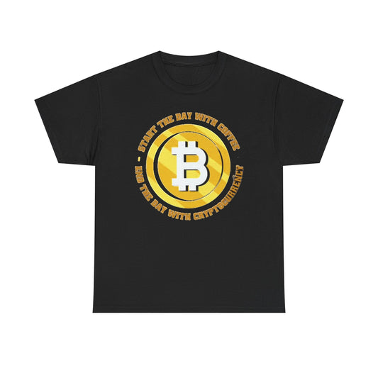 Crypto And Coffee Graphic T Shirt Funny Graphic Bitcoin Unisex Heavy Cotton Tee