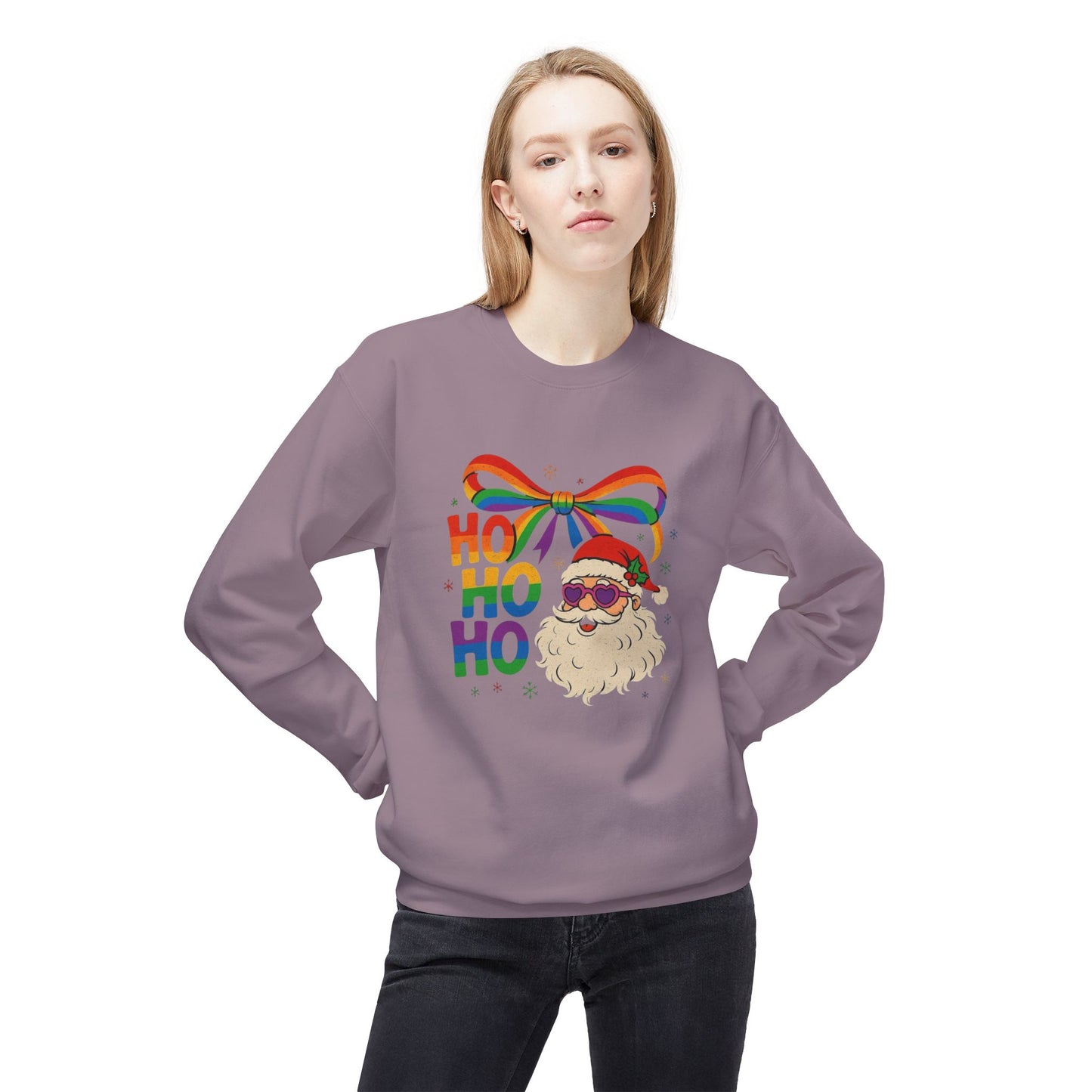 Rainbow Christmas Sweater NEW Unisex Fleece Crewneck Sweatshirt