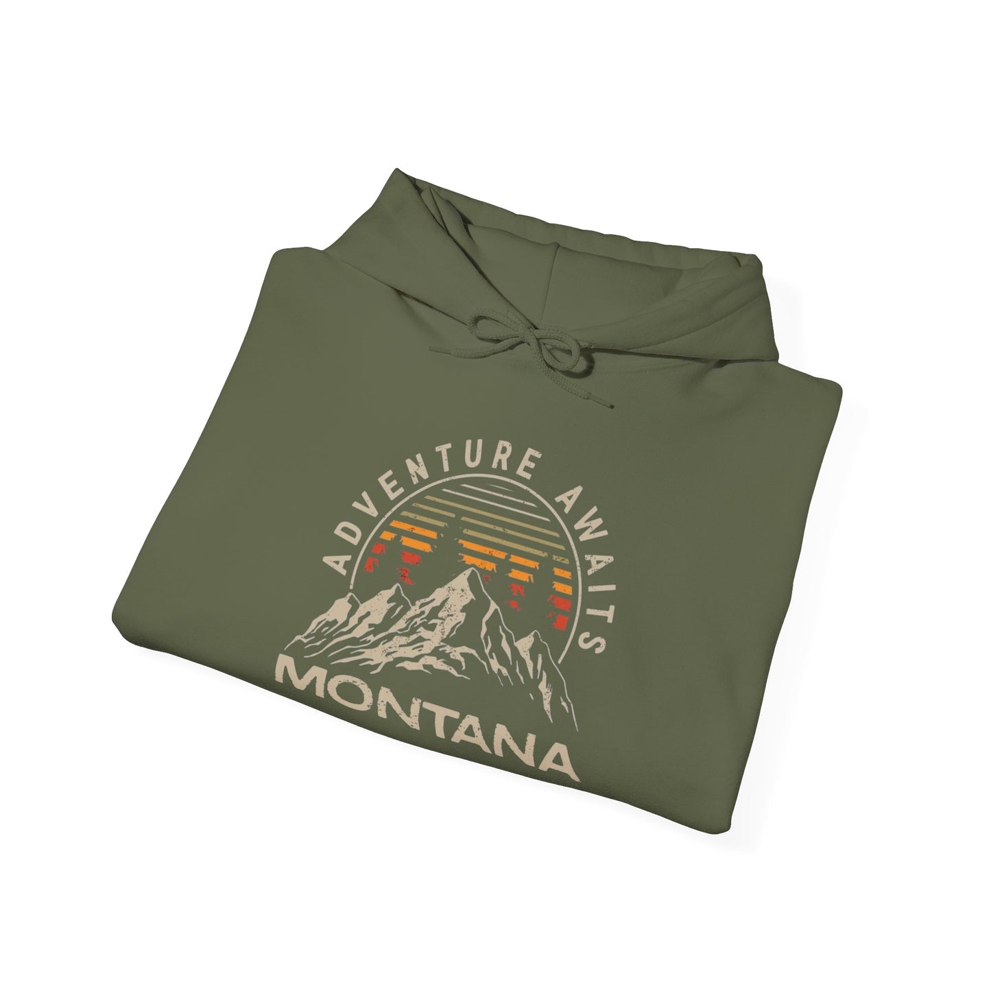 Adventure Awaits In Montana Graphic Hoodie Unisex Heavy Blend™ Hooded Sweatshirt