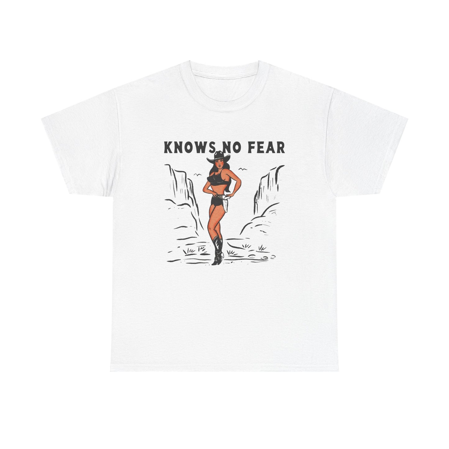 Cowgirl Knows No Fear Graphic T-Shirt Cotton Tee New Gift Vintage