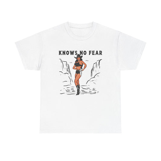 Cowgirl Knows No Fear Graphic T-Shirt Cotton Tee New Gift Vintage