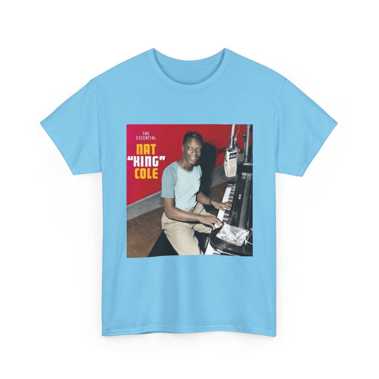 Nat King Cole Tshirt Vintage Piano Concert Poster retro Unisex Heavy Cotton Tee