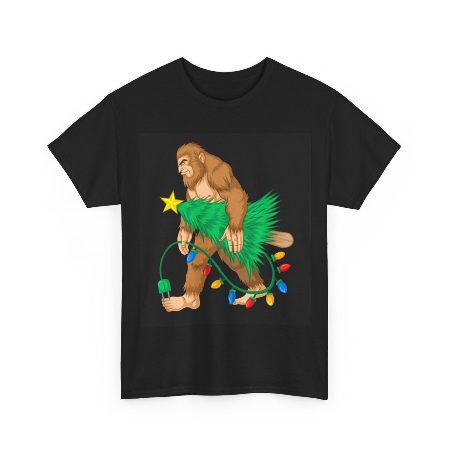 Sasquatch Christmas Tree Shirt Funny Graphic Santa Unisex Heavy Cotton Tee