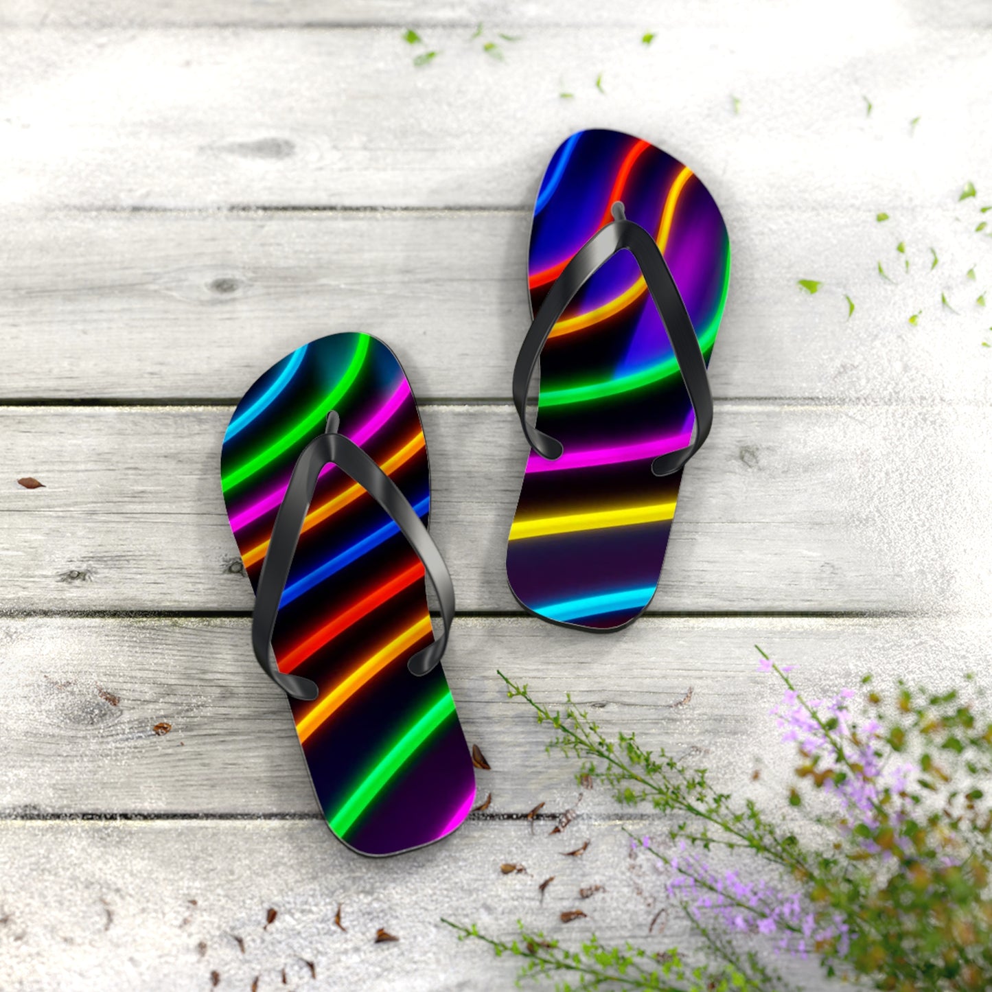 Neon Lights Flip Flops, Sandals Slides, Summer Footwear, Brand New
