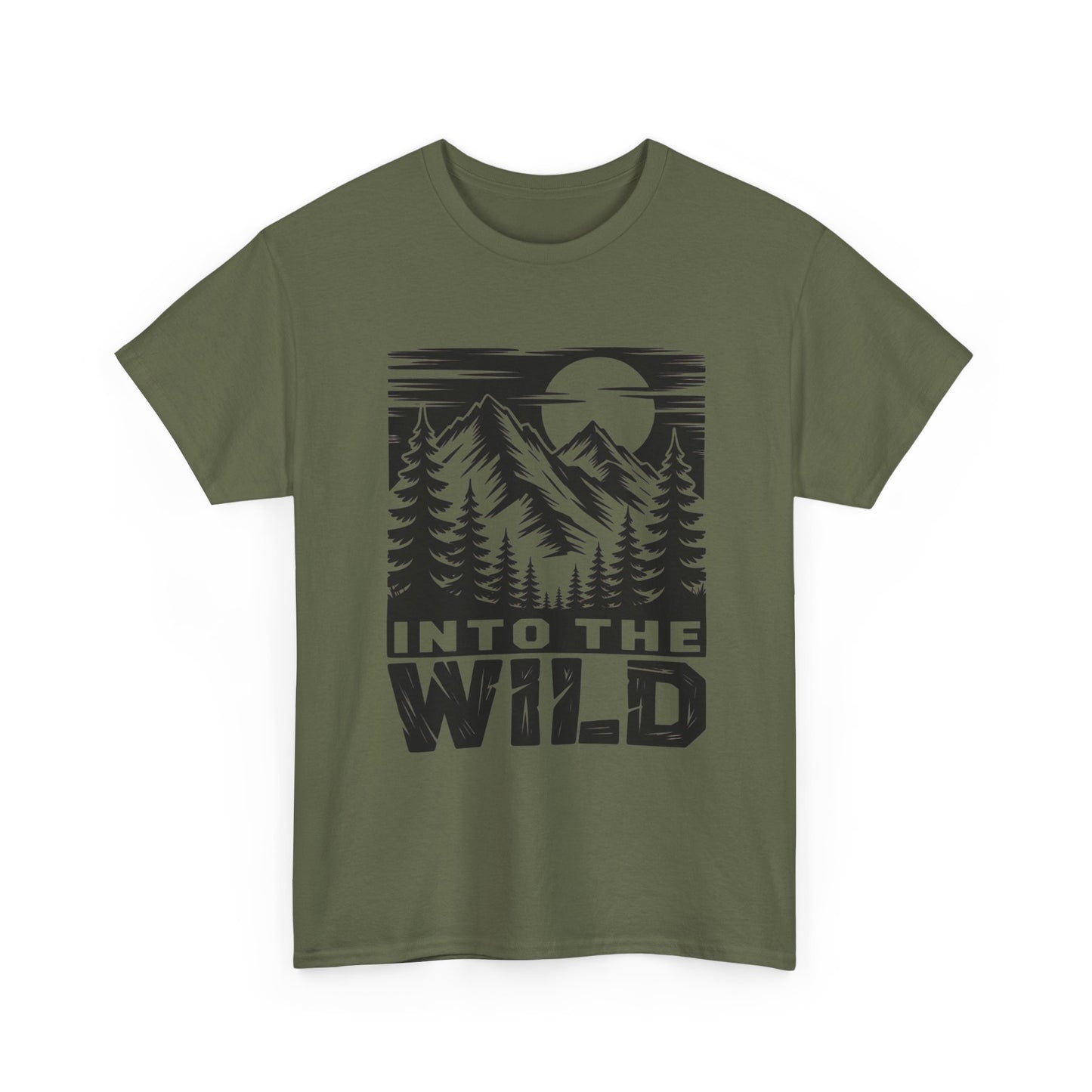 Into The Wild Outdoors Camping Graphic T Shirt Regular Men's Heavy Cotton Tee