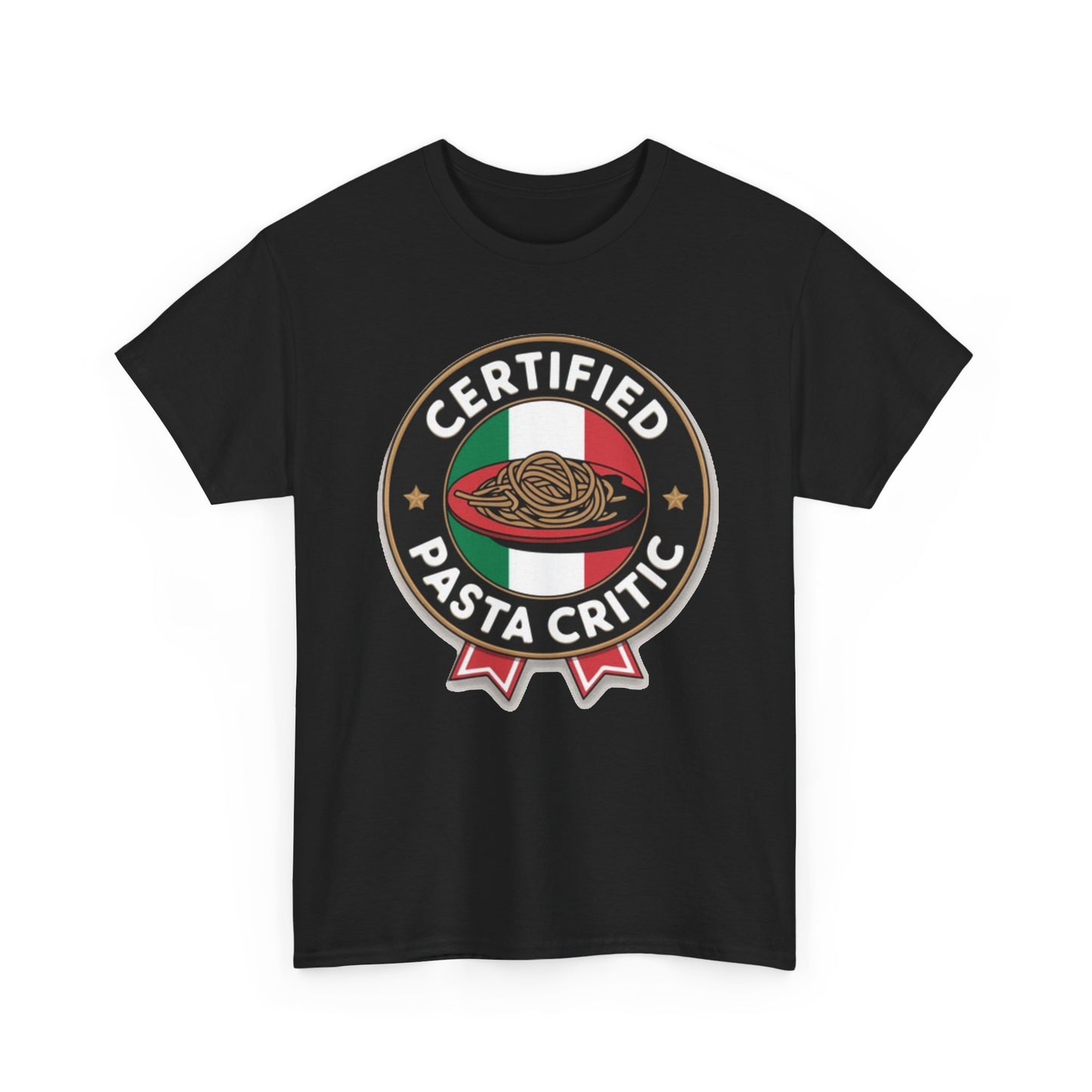 Certified Pasta Critic Graphic T Shirt Funny Italian Jokes Unisex Heavy Cotton
