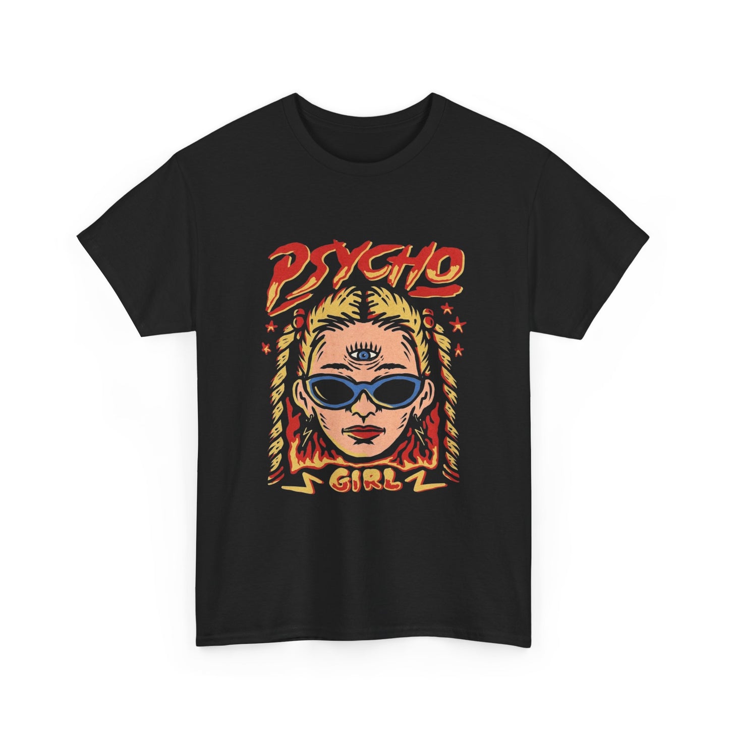 Psycho Girls Cartoon Graphic T Shirt Unisex Heavy Cotton Tee