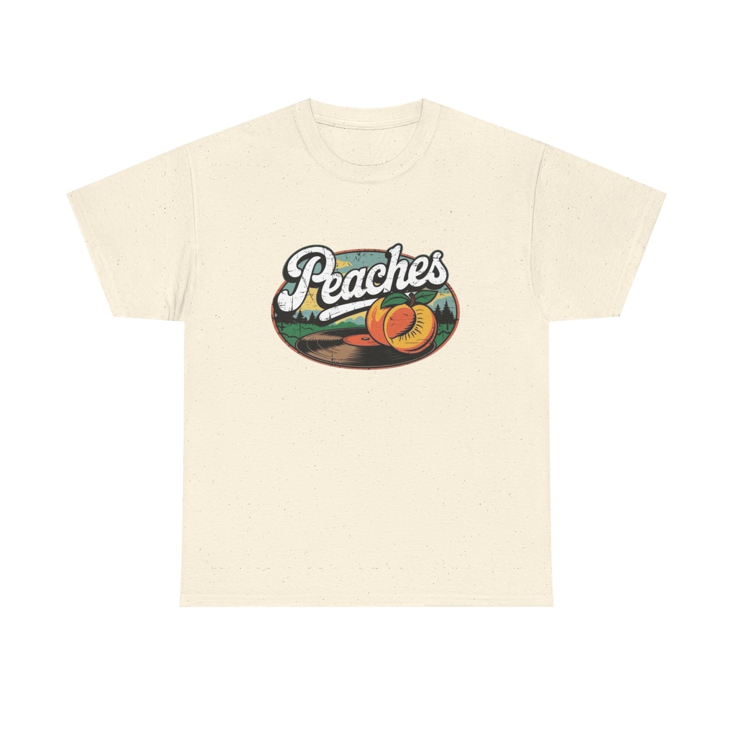 Peaches Retro Graphic T Shirt NEW Vintage Unisex Heavy Cotton Tee