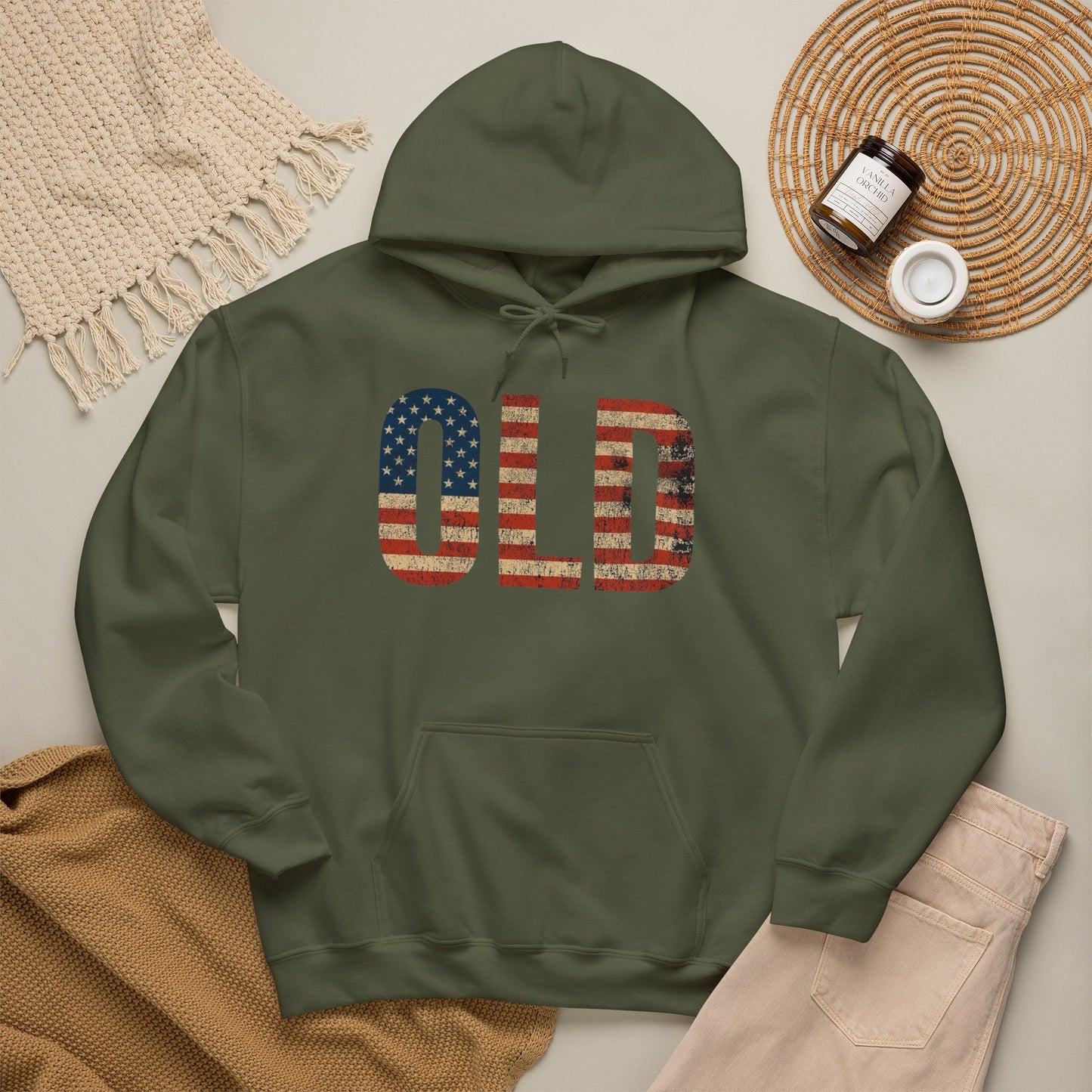 OLD American Flag Retro Graphic Hoodie Men's Heavy Blend™ Hooded Sweatshirt