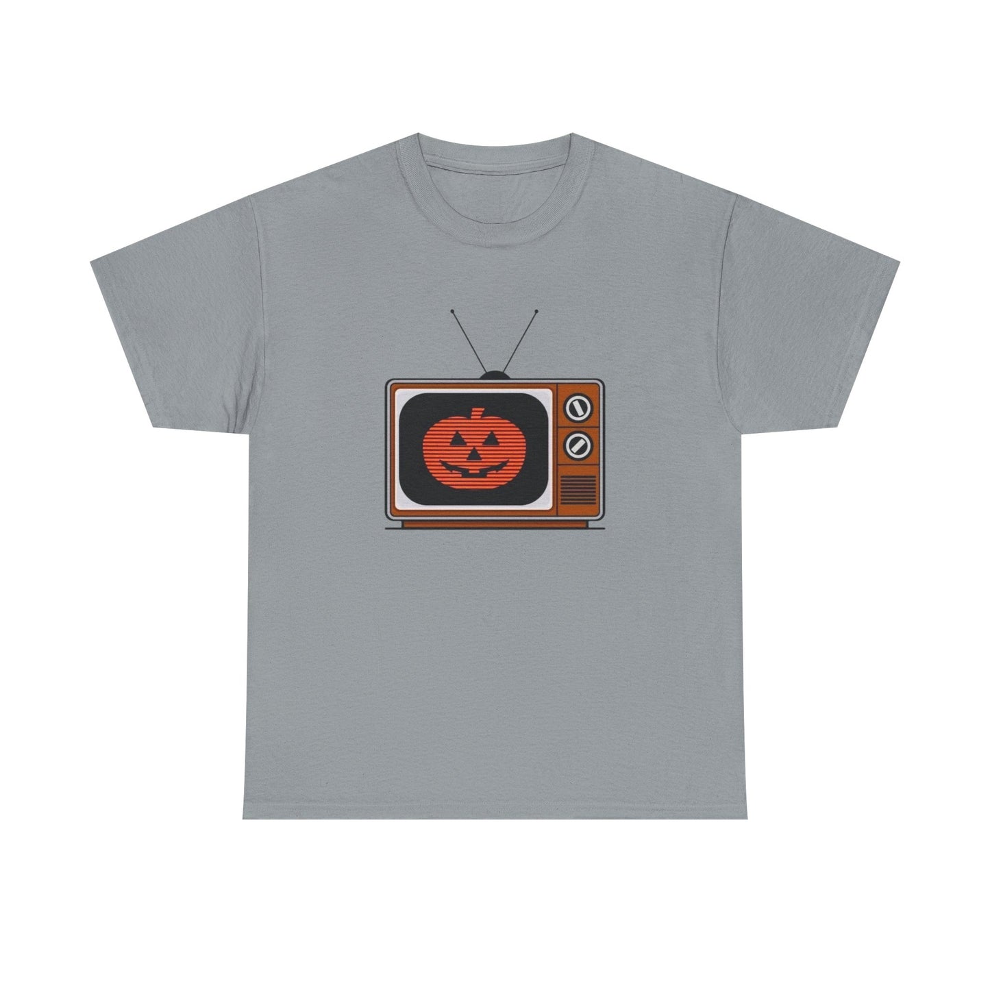 Halloween Pumpkin Tv Retro Graphic T Shirt Unisex Heavy Cotton Tee