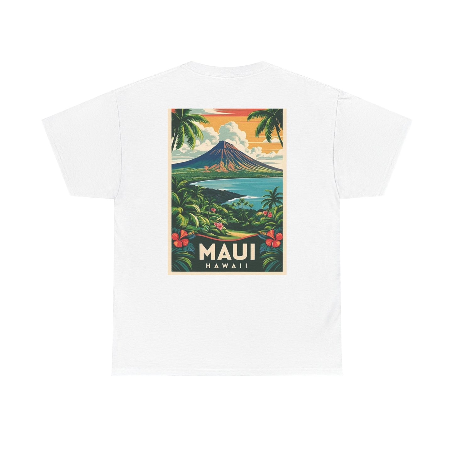 Hawaii  Maui Graphic T Shirt Retro Island Poster Unisex Heavy Cotton Tee