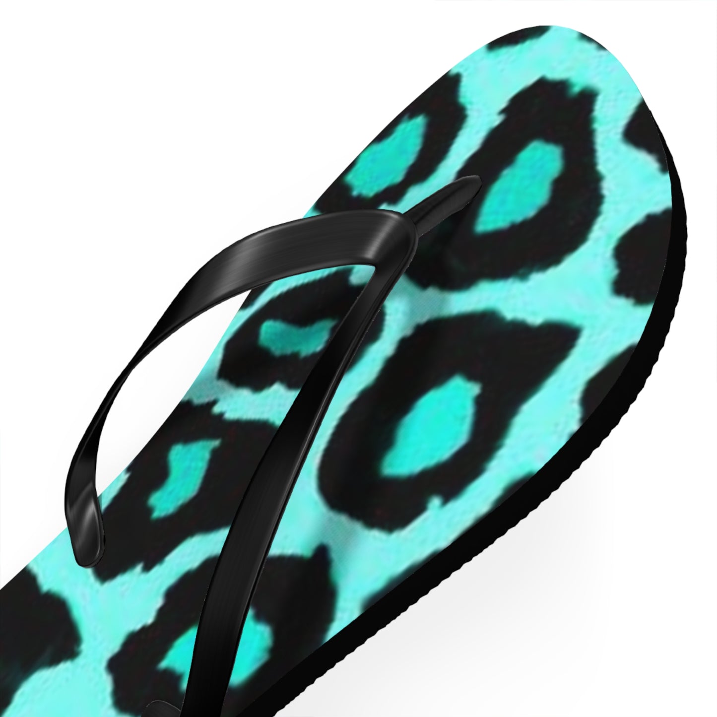 Turquoise Cheetah Beach Sandals, Slides for Summer, Flip Flops, Water Resistant