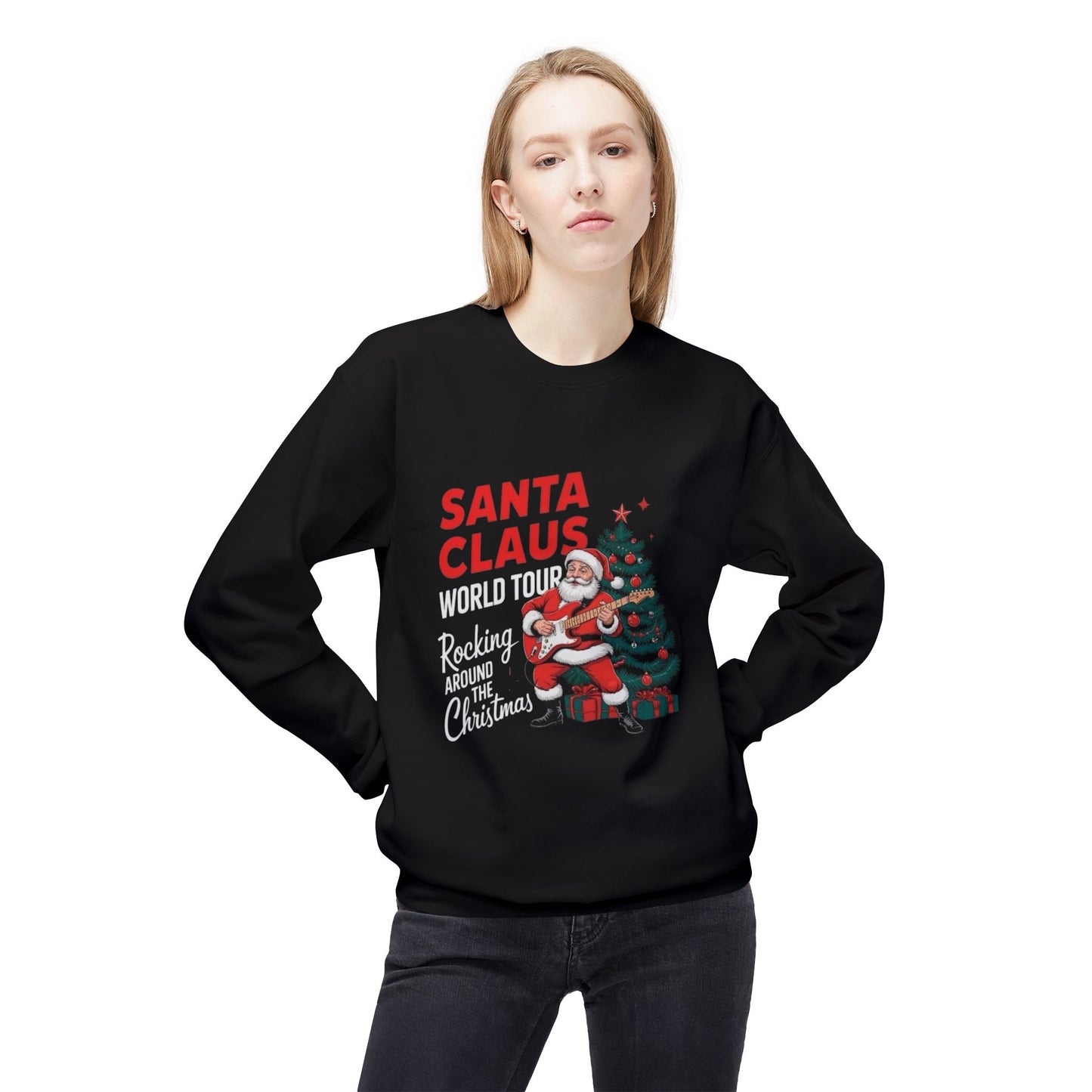 Santa Clause World Tour Unisex Midweight Softstyle Fleece Crewneck Sweatshirt