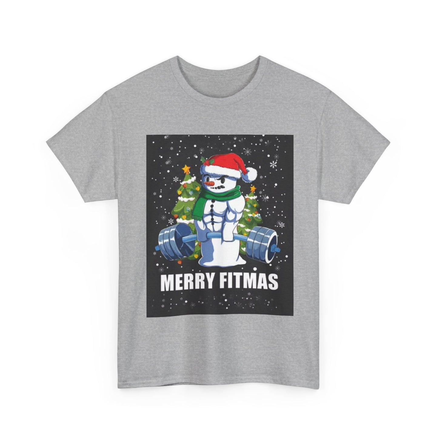 Merry Fitmas Shirt Funny Gym Snowman Christmas Gym Unisex Heavy Cotton Tee