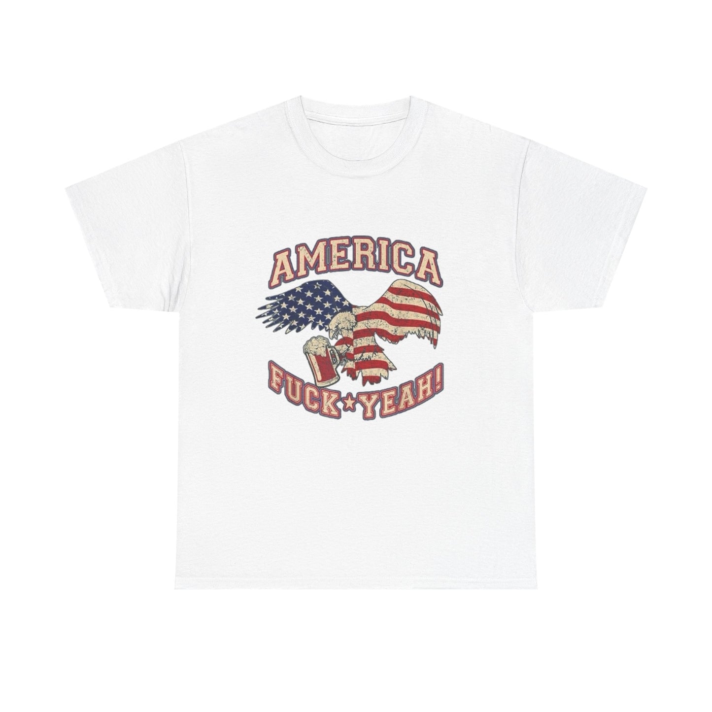 America Hell Yeah Bald Eagles Beer Graphic T Shirt Unisex Heavy Cotton Tee