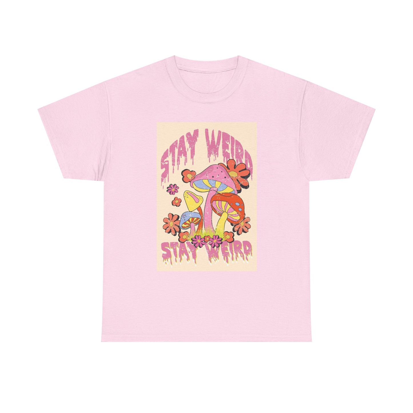 Trippy Mushroom Hunter Tshirt Mystical Graphic Vibe Unisex Heavy Stay Weird
