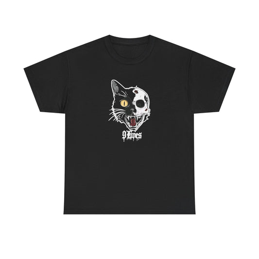 Cat 9 Lives Graphic T Shirt Unisex Heavy Cotton Tee GIFT NEW